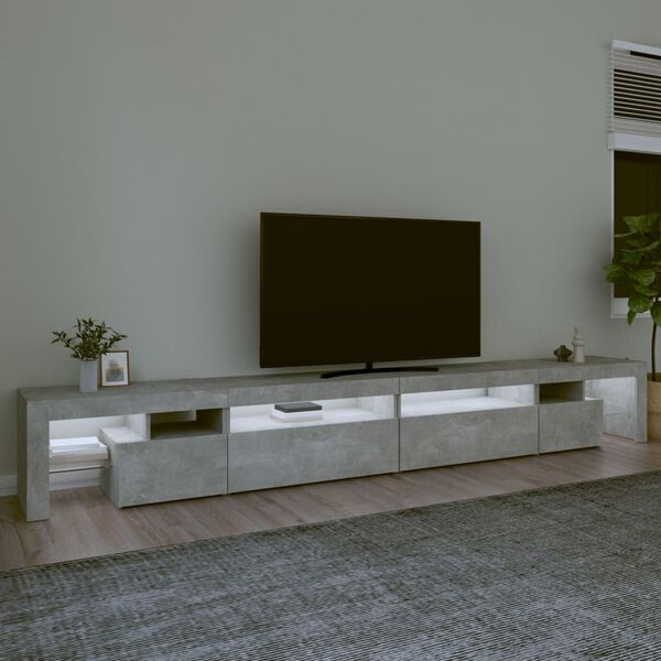 vidaXL TV spintelė su LED ap&scaron;vietimu, betono pilka, 290x36,5x40cm