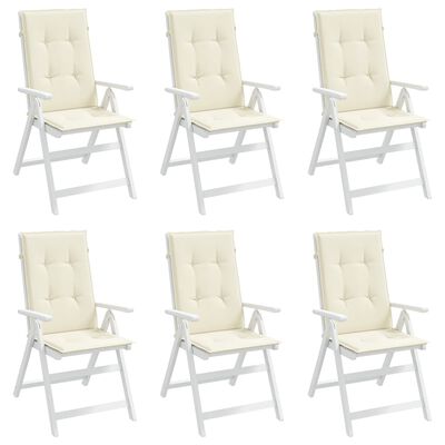 vidaXL Sodo kėdės pagalvėlės, 6vnt., kreminės, 120x50x3cm, audinys