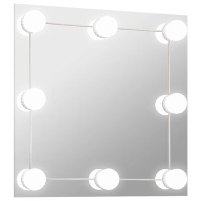 vidaXL Sieninis veidrodis su LED lemputėmis, kvadratinis, stiklas