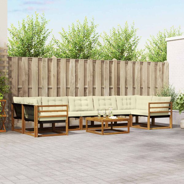 vidaXL Lauko sofos komplektas su pagalve 8 pcs Natūralus ir grietinėlė