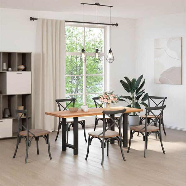 vidaXL Valgomojo stalo kojos, juodos, 2 vnt., 50x(72-73) cm, plienas