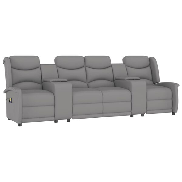 vidaXL Keturvietis atlošiamas masažinis krėslas, šviesiai pilkas