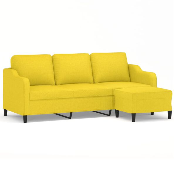 vidaXL Trivietė sofa su pakoja, &scaron;viesiai geltona, 180cm, audinys