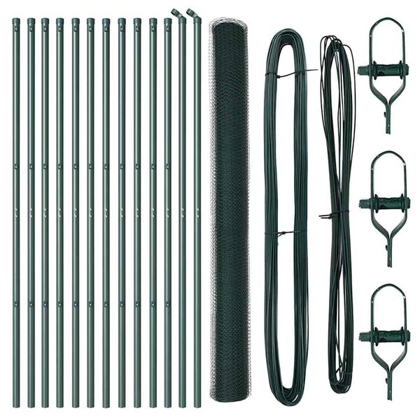 vidaXL Tvora su stulpais Žalia 1.5 x 25 m PVC dengtas plienas