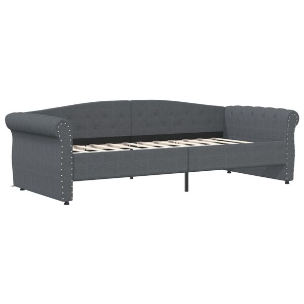 vidaXL Lova su čiužiniu ir USB i&scaron;vestimi, pilka, 90x200cm, audinys