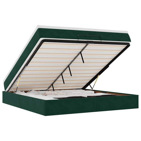 vidaXL Osmanų lova su čiužiniu Tamsiai žalias 180x200cm Velvet