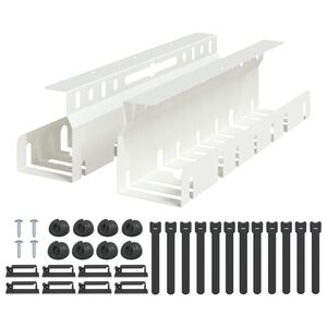 vidaXL Laidų tvarkymo dėžutė po stalu 2 vnt. Balta 43 x 9 x 11 cm