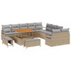 vidaXL Sodo Sofų Rinkinys su pagalve 13 pcs Smėlio Poli ratanas