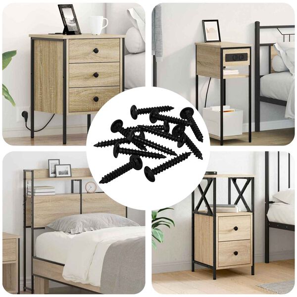 vidaXL Savaranki&scaron;kai įsukamas vienas 12 pcs Juoda 4 x 25 mm Plienas