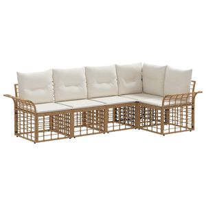 vidaXL Lauko sofos komplektas 5 pcs Natūralus ir grietinėlės baltas
