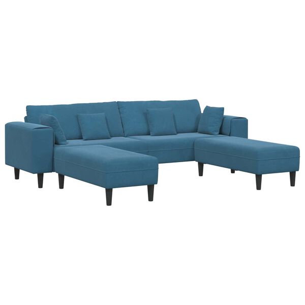 vidaXL Sofa 3 pcs Mėlyna 250 x 188 x 76 cm Aksomas
