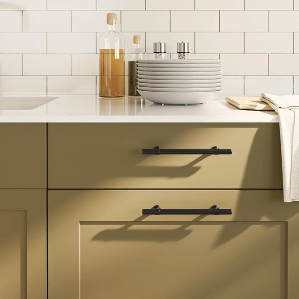 vidaXL Spintelės rankenėlės, 10vnt., juodos, nerūdijantis plienas