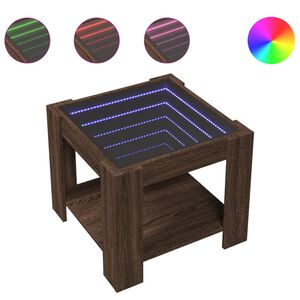 vidaXL Kavos staliukas su LED, rudas ąžuolo, 53x53x45cm, mediena