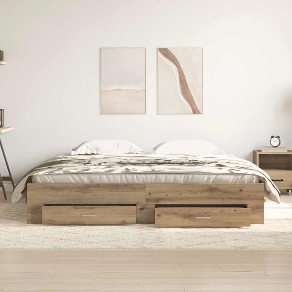 vidaXL Lovos rėmas Amatininkų ąžuolas 180 x 200 cm Apdirbta mediena