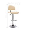 vidaXL Baro taburetės, 2vnt., kreminės spalvos, dirbtinė oda