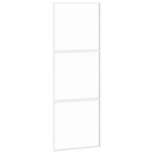 vidaXL Stumdomos durys, baltos, 76x205cm, grūdintas stiklas/aliuminis