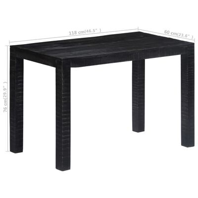 vidaXL Valgomojo stalas, juodas, 118x60x76cm, mango medienos masyvas