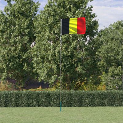 vidaXL Belgijos vėliava su stiebu, aliuminis, 5,55m