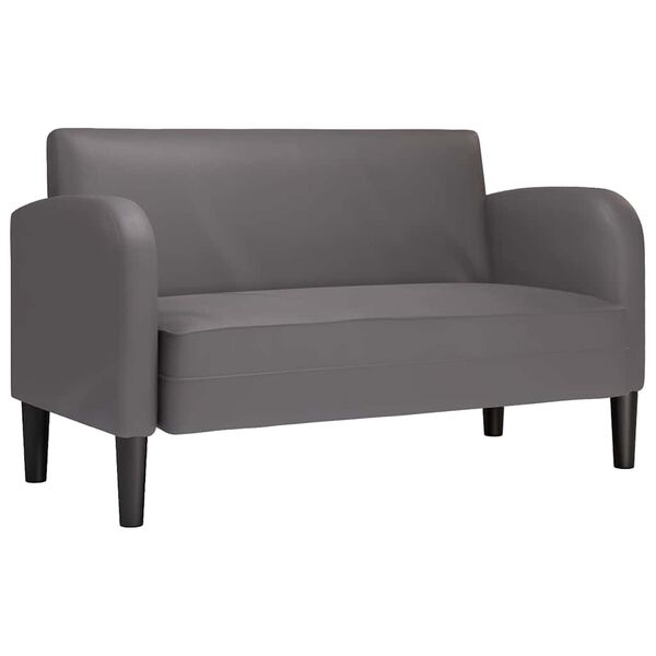vidaXL Loveseat sofa, pilka, 110cm, dirbtinė oda