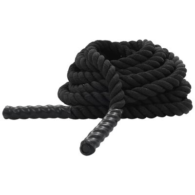 vidaXL Jėgos virvė, juodos spalvos, 15m, poliesteris