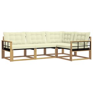 vidaXL Lauko sofos komplektas su pagalve 4 pcs Balta ir kreminė