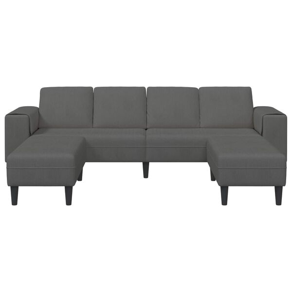 vidaXL Sofa Tamsiai pilka 250 x 188 x 76 cm Kordūrinis audinys