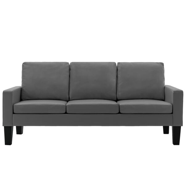 vidaXL Trivietė sofa, pilkos spalvos, dirbtinė oda