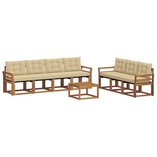 vidaXL Lauko sofos komplektas su pagalve 8 pcs Natūralus ir bežinis