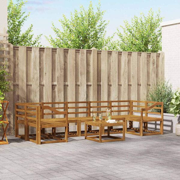 vidaXL Lauko sofos komplektas 8 pcs Natūrali Kietos akacijos mediena