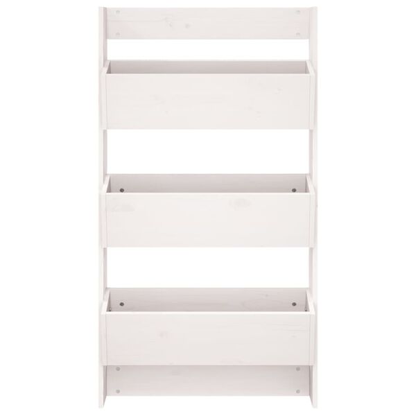 vidaXL Sieninis lovelis, 3 auk&scaron;tų, baltas, 60x18,5x110cm, pu&scaron;is