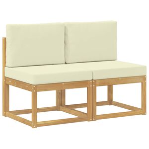 vidaXL 2 vnt. Lauko Vidurinis Sofa Kietos akacijos mediena Balta