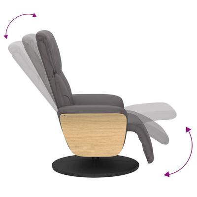vidaXL Atlošiama kėdė su pakoja, pilkos spalvos, dirbtinė oda