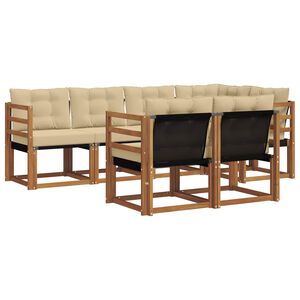 vidaXL Lauko sofos komplektas su pagalve 7 pcs Natūralus ir bežinis