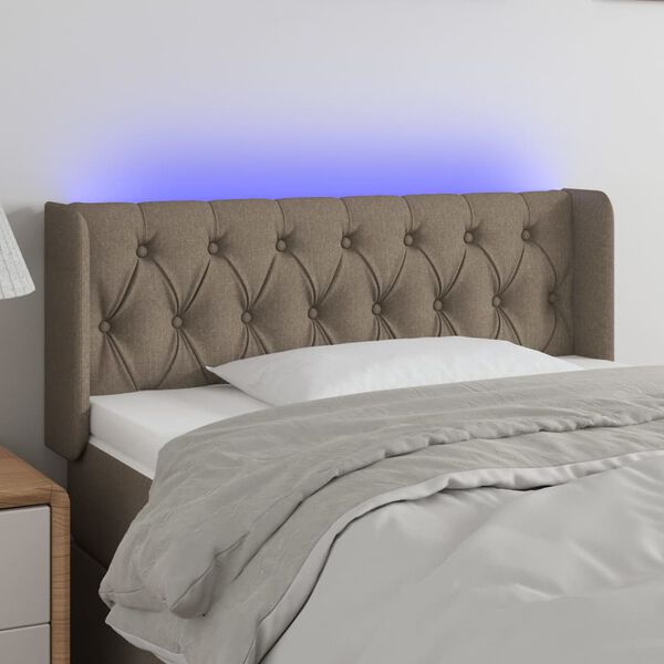vidaXL Galvūgalis su LED, taupe spalvos, 93x16x78/88cm, audinys