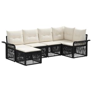 vidaXL Sodo Sofų Rinkinys 6 pcs Juoda poliratanas