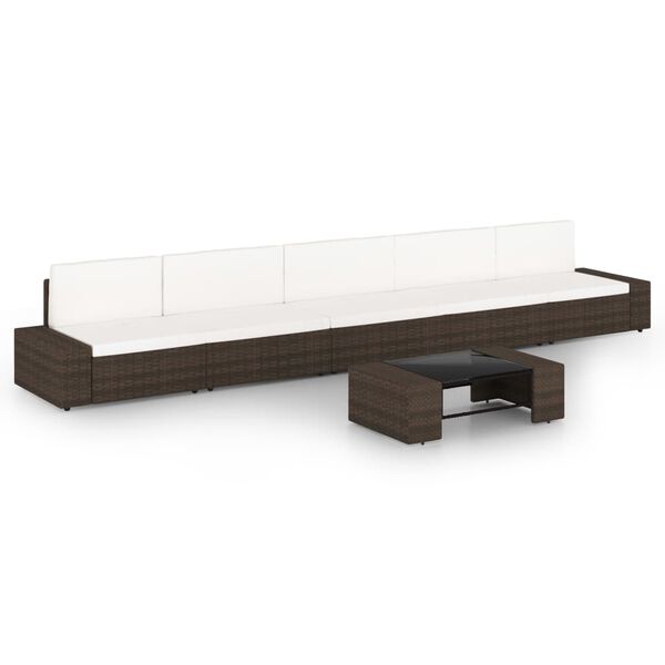 vidaXL Sodo poilsio baldų komplektas, 6 dalių, rudas, poliratanas