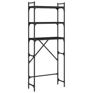 vidaXL Skalbimo ma&scaron;inos lentyna, juoda, 67x25x163cm, apdirbta mediena