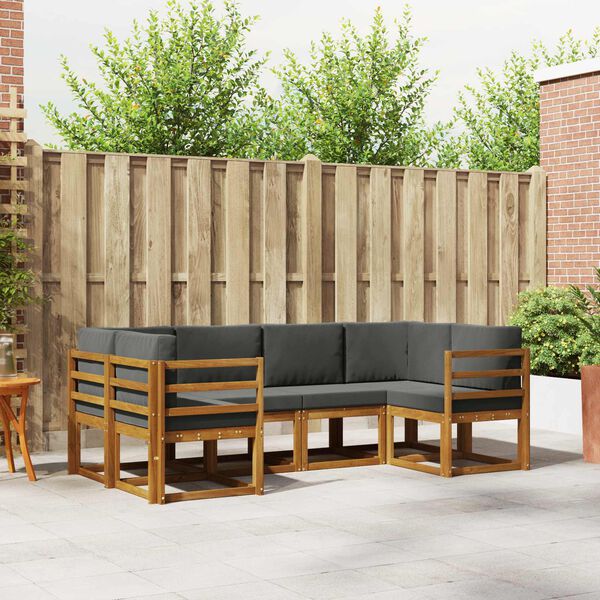 vidaXL Lauko sofos komplektas su pagalve 6 pcs Natūralus ir antracitas