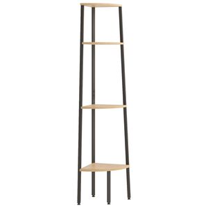 vidaXL 4 auk&scaron;tų kampinė lentyna, &scaron;viesiai ruda ir juoda, 45,5x31,5x150 cm