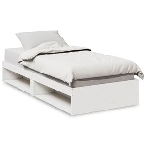 vidaXL Dieninė lova be čiužinio Balta 100x200 cm medžio masyvo pu&scaron;is