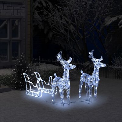 vidaXL Kalėdų dekoracija elniai ir rogės, akrilas, 160 LED lempučių
