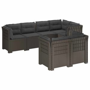 vidaXL 7-Vietis Sodo Sofa su Pagalvėlėmis Ratanas PP &Scaron;viesiai pilka