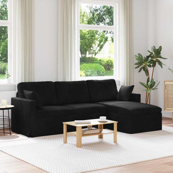 vidaXL Sofa Juoda 198 x 134 x 80 cm Aksomas