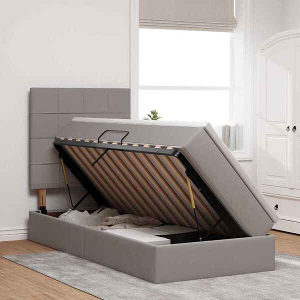 vidaXL Lova su daiktų laikymo vieta ir LED su LED Taupe 90 x 190 cm