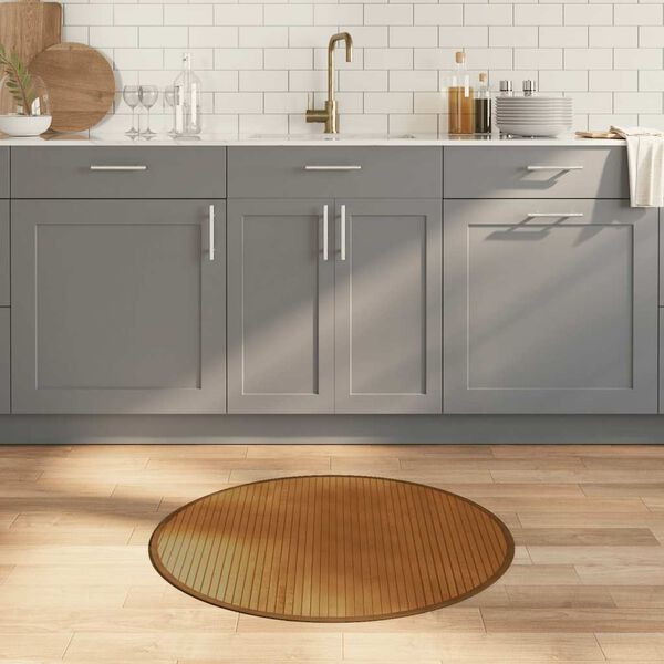 vidaXL Kilimas, rudos spalvos, 80cm, bambukas, apskritas