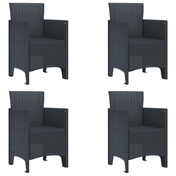vidaXL Sodo Kėdė 4 pcs Antracitas 53 x 49 x 85 cm PP