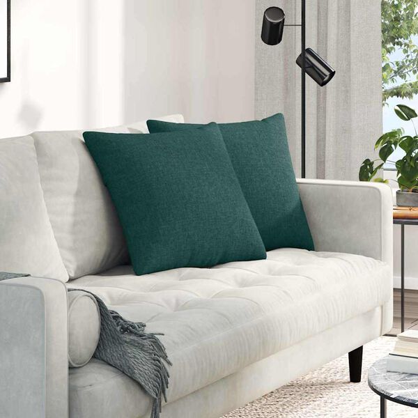 vidaXL Sofa Pagalvės 2 pcs Tamsiai žalia 50 x 50 cm audinys