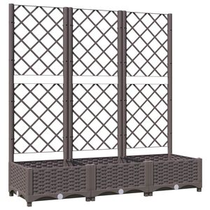 vidaXL Sodo vazonas su grotelėmis, rudas, 120x40x121,5 cm, PP