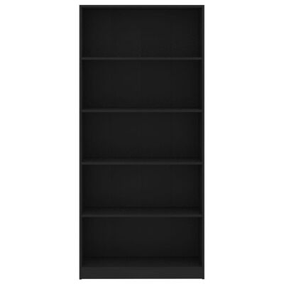 vidaXL Spintelė knygoms, 5 lentynos, juodos spalvos, 80x24x175cm, MDP