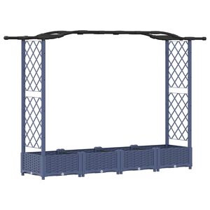 vidaXL Pakeltas lovas su trelėmis ir stogu Pilka 207 x 40 x 123 cm PP